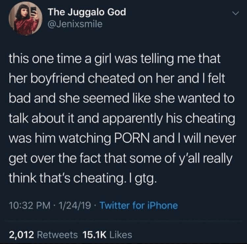 Telling him cheating
