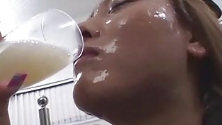 Milking cock into glass drinking