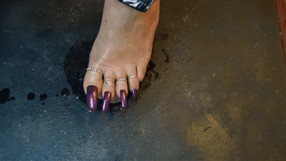Perfect footjob feet purple nails