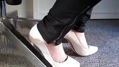 Pointy white heels
